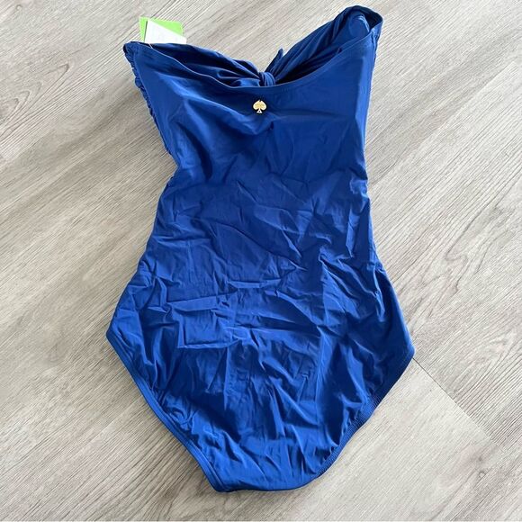 NWT Kate Spade Capri Blue Tie Front Bow Bandeau One Piece Swimsuit Size Small - Picture 4 of 9